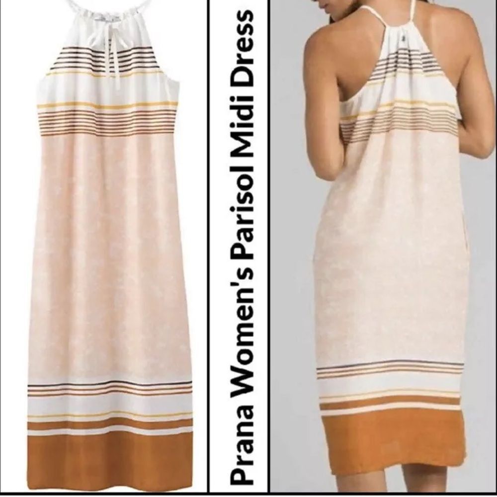 Prana Parisol Midi Dress - Cream and Tan Stripe